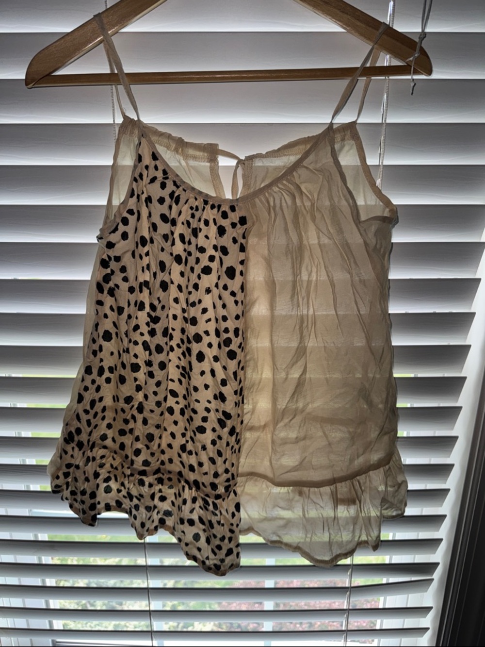 SHEIN Two-Tone Cream and Black Spotted Sheer Cami